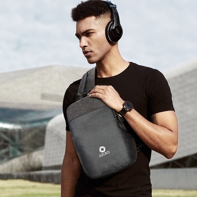 OZUKO Multifunctionele Borst Pakken Mannen Mode Schoudertas Crossbody Tas Mannelijke Waterbestendig Borst Zakken USB Opladen Reizen Sling Bag