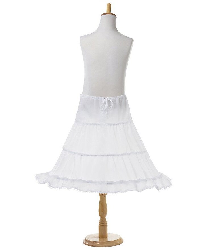 Taille unique blanc sous-jupe taille élastique cordon pour enfants filles fleur jupe avec princesse 3 cerceaux jupon princesse porter