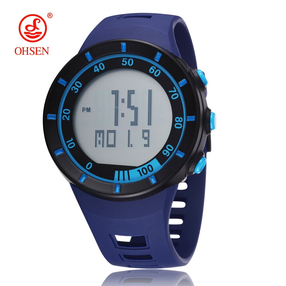 Digital Women Watches reloj mujer Yellow Waterproof Sport Lady Watch Electronic Silicone Couple Wrist Watch For Lover: Blue Watch