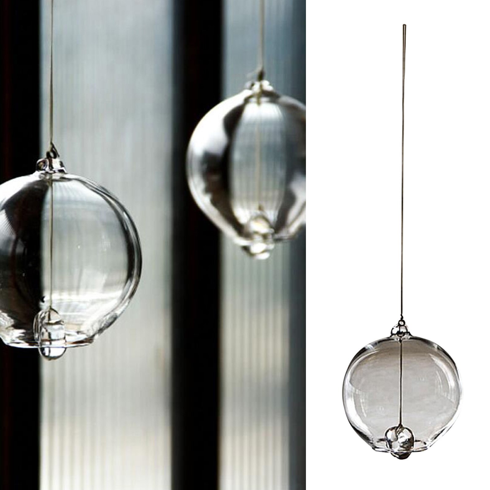Japanese Traditional Cultural Glass Wind Bell Chime Ornament Simple (Clear)