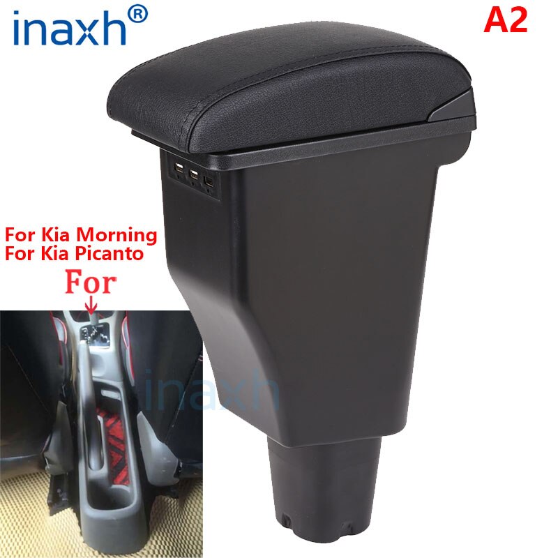For Kia Morning Armrest box For Kia Picanto Car Armrest Interior Parts details Special Retrofit parts Center Storage box USB: A2Artificial leather