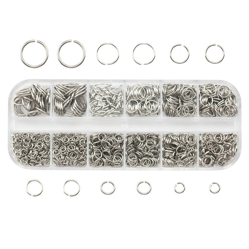 1050Pcs 0.7mm plated color Open Jump Rings Mixed 4mm 5mm 6mm 7mm 8mm 10mm iron Split Rings For DIY Jewelry Making 6 colors: silver