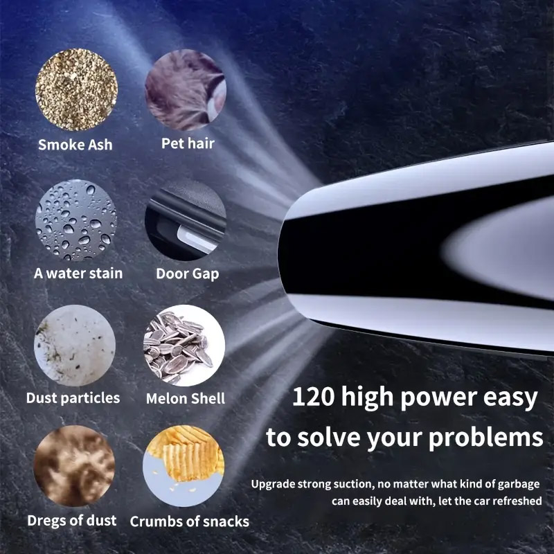 Portable Car Vacuum Cleaner Dry and Wet Dual-use High-Power Car Vacuum Cleaner Wired Mini Car Vacuum Cleaner 12V 120W