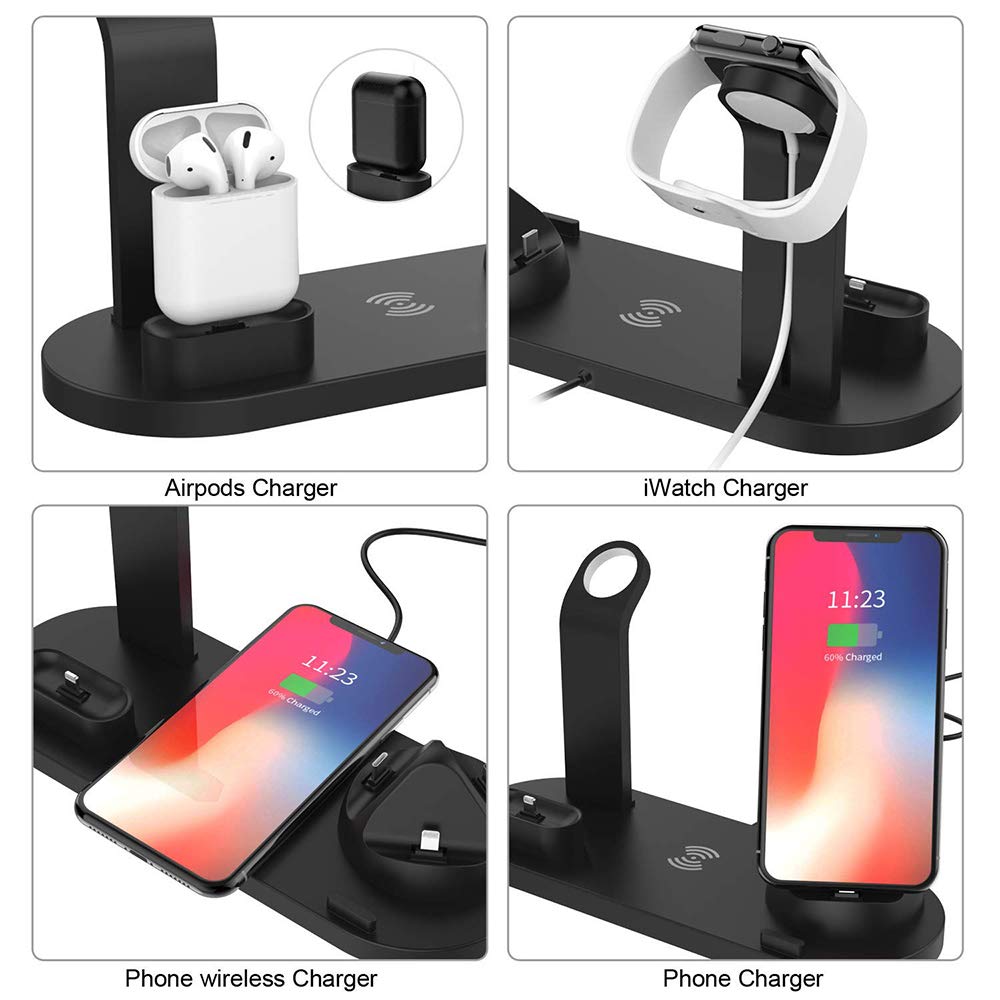 Draadloze Oplader Telefoon Houder Stand Dock Station Voor Apple Horloge Serie 5 4 3 2 Iphone 11 Pro Max XS MAX XR 8 X IWatch Airpods