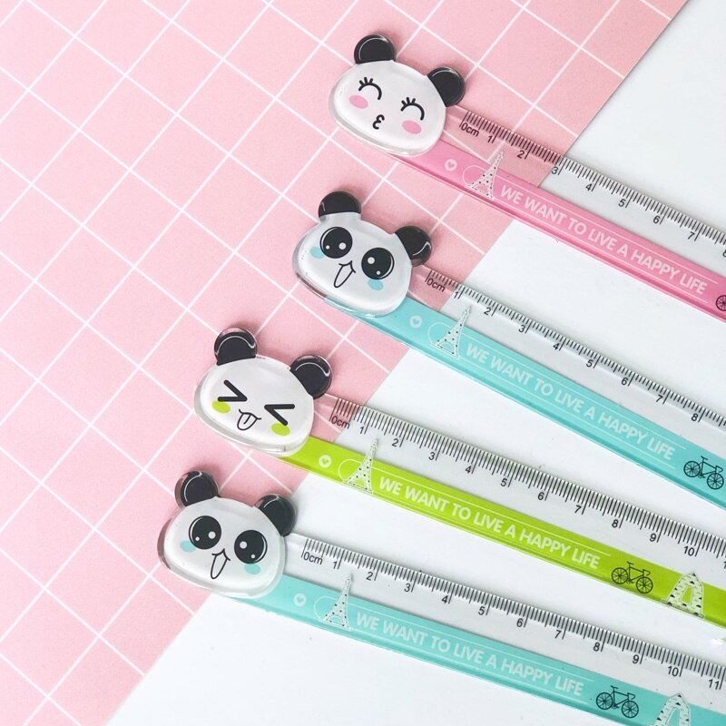1pc kawaii panda 15cm plast rett linjal måle studie tegning skole student brevpapir