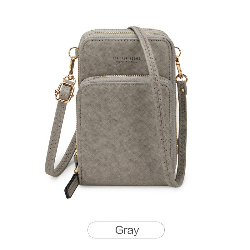 Mode Meisjes Mobiele Telefoon Zak Mini Messenger Bag Vrouwen Portemonnee Crossbody Tassen Luxe Handtassen Vrouwen Tassen Schoudertas: Gray