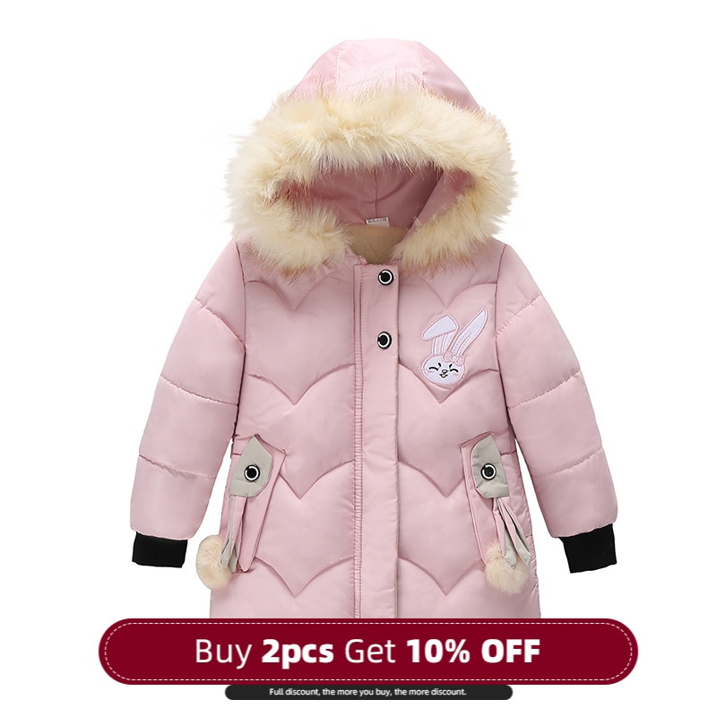 Menoea Children Warm Outerwear Coat For Kids Hooded Jackets For Girls Winter Cotton-padded Clothes Toddler Girls Warm Clothes