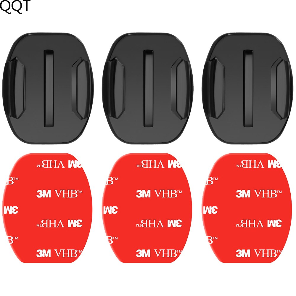 Qqt Voor Gopro Accessoire Set 20 In 3Pcs Curve + 3Pcs Appartamento + 6M Sticker + 2 stuks J-Vormige Haak + 2 Stuks Flat Base + 3Pcs Schroef