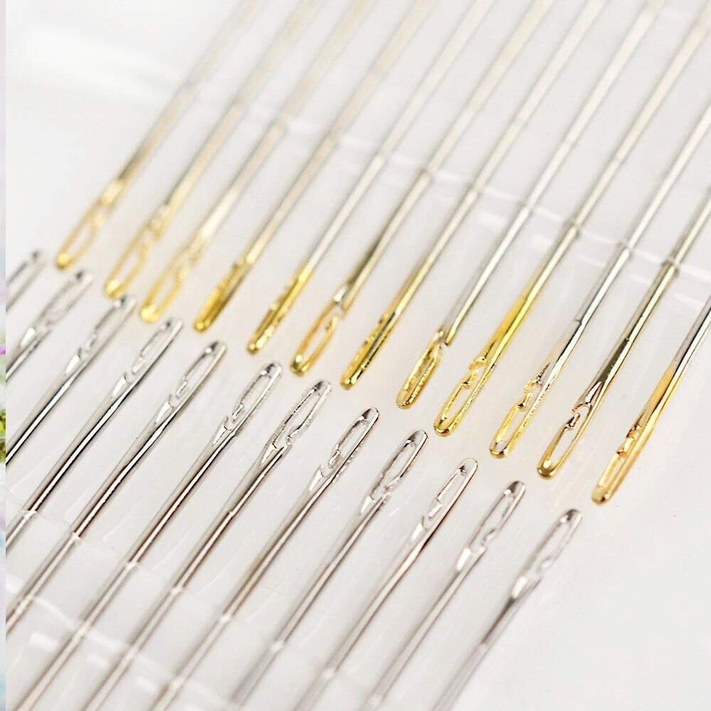 12/24 Pcs Blind Needle Elderly Needle-side Hole Hand Household Sewing Stainless Steel Sewing Needless Threading Apparel Sewing