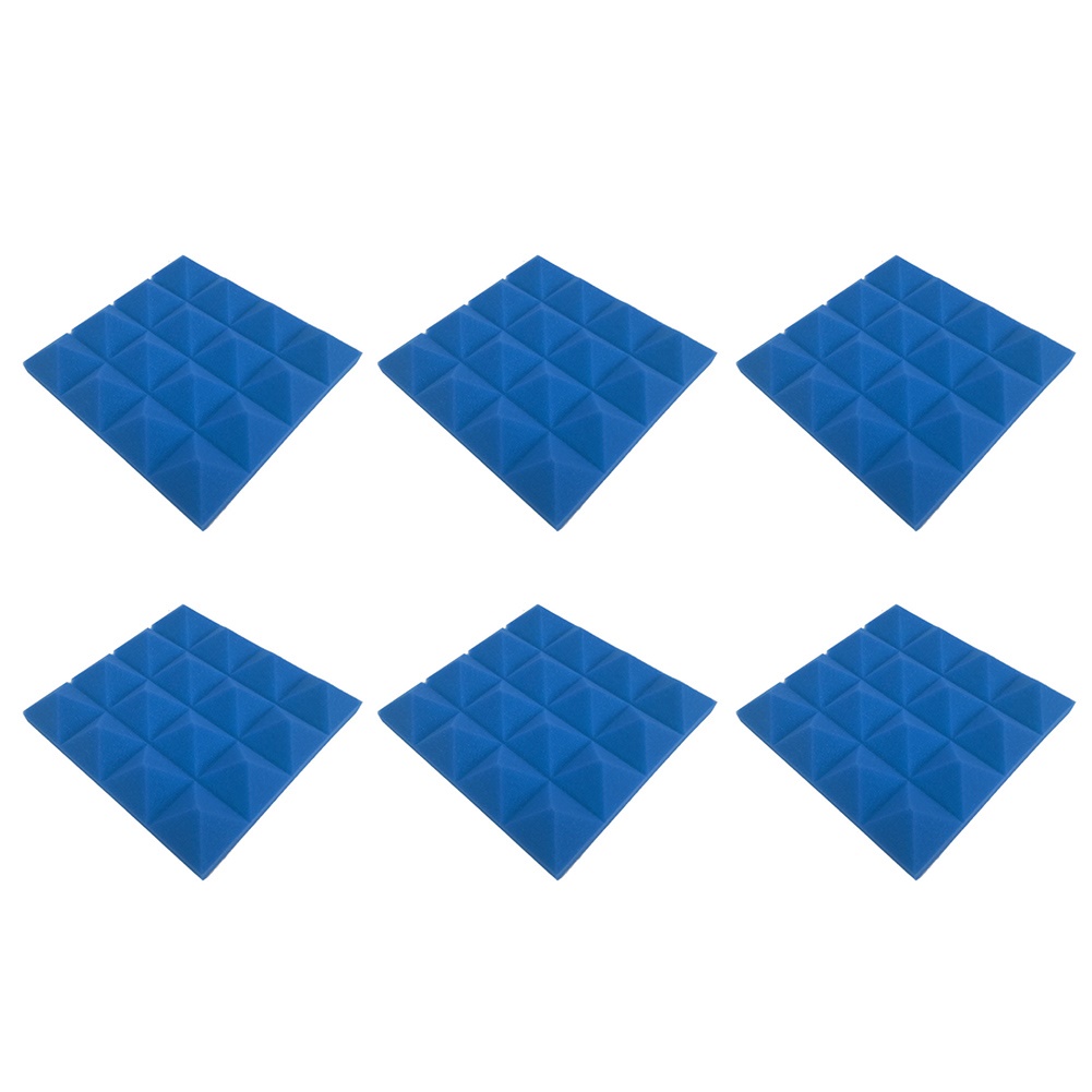 6Pcs 25X25X5 Cm Piramide Studio Akoestische Panel Tegel Geluiddichte Foam Kussen Geluidsisolatie Absorptie geluid Absorberende Spons: Dark Blue