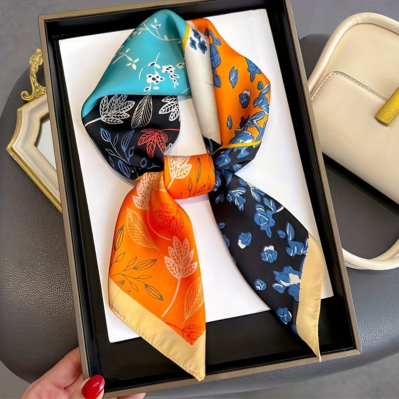 Lenço de seda quadrado luxuoso para mulheres, bandana de cetim, lenços estampados, faixa de cabeça, xale de cabelo feminino, hijab, 70cm: Bege