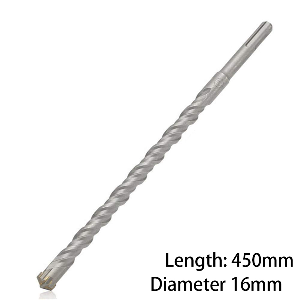 Perceuse à marteau double spirale | 1 pièces 16*450mm SDS Plus Crosshead mèches de marteau, boiserie, tige ronde rotative, perceuse à marteau électrique
