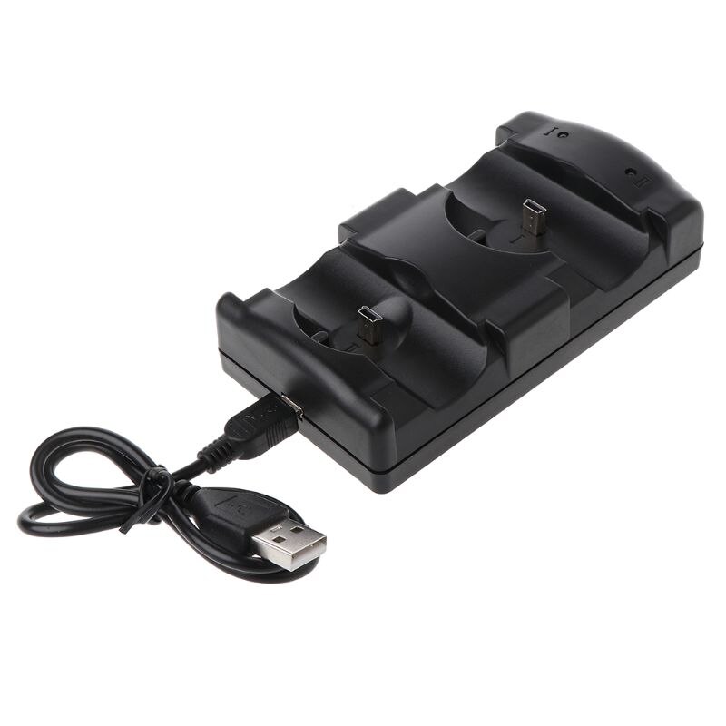 Black Universal USB Powered Dual Double Charger Dock Stand Charging Station for PS3 Move Wireless Controller
