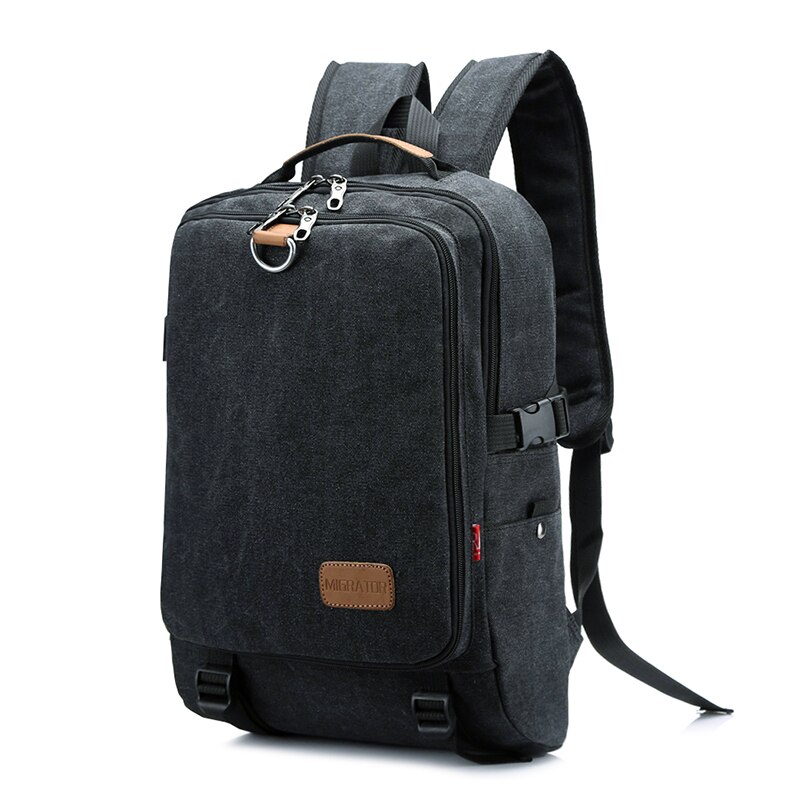 Canvas casual 's laptop ryggsekk merke trend enkel mann reise ryggsekk slitesterk skole bag sport bag gutt: Svart