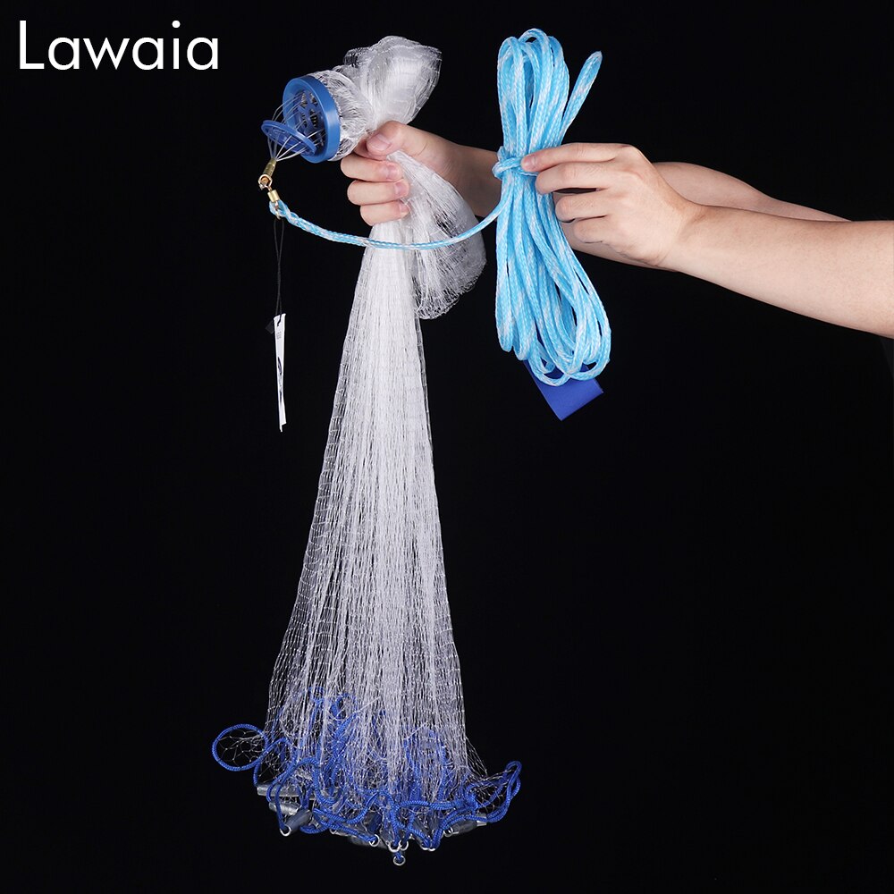 Easy throw Cast Net Diameter 2.4M-7.2M American Style Fishing Net Small Mesh Outdoor Sports Fish Trap Network