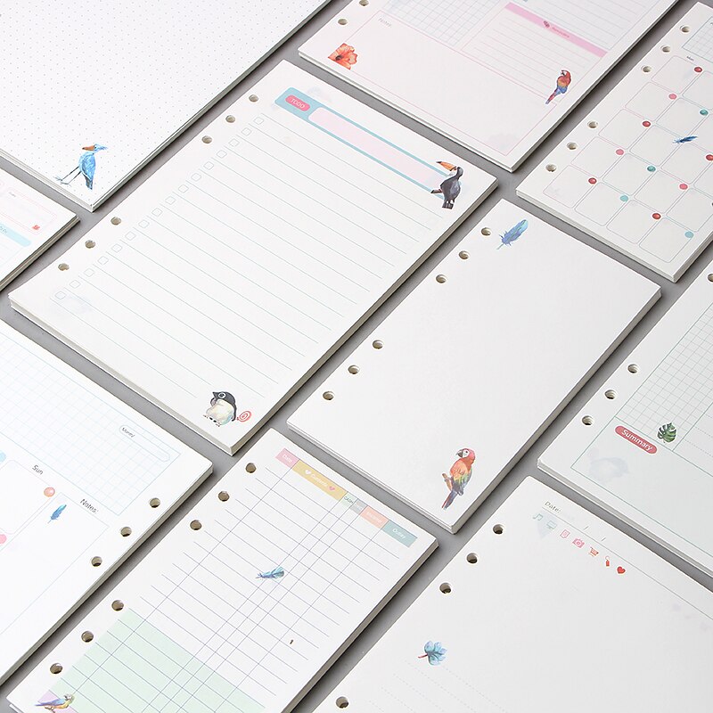 6 Holes A5 A6 Loose Leaf Notebook Refill Spiral Binder Planner Inner Page Inside Paper Dairy Weekly Monthly Plan To Do Notebook