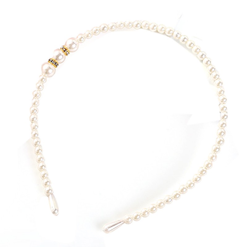 Style Baby Children Girls Hair Hoop Cute Faux Pearls Hair Hoop Headwear Photography Prop Party: White