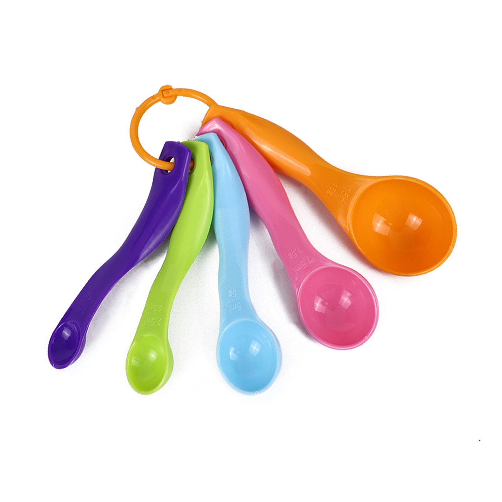 5 Stks/set Maatlepels Plastic Theelepel 1.25 / 2.5 / 5 / 7.5/ 15Ml Maatregel Lepel Cups Gram scoop Pollepel Keuken Accessoire