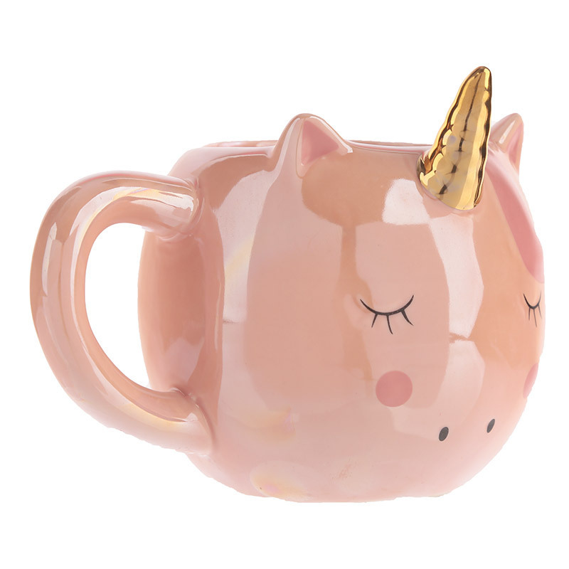 300ML Nette Einhorn Kaffee Tasse Karikatur Ebene Milch Becher Kreative Keramik Tasse Frau Einhorn Becher Einzigen schicht rosa mit griff