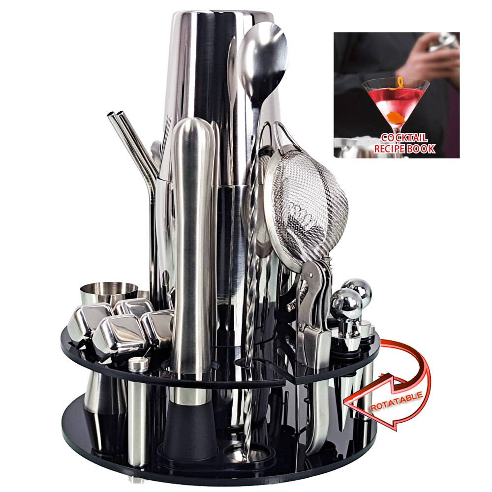 Zestaw barmańnarty 23-sztuka wibrator robić koktajli zestaw ze stali nierdzewnej lodu ziarna akrylowe stojak na napoje mieszane martini akcesoria barowe: 24P-Boston