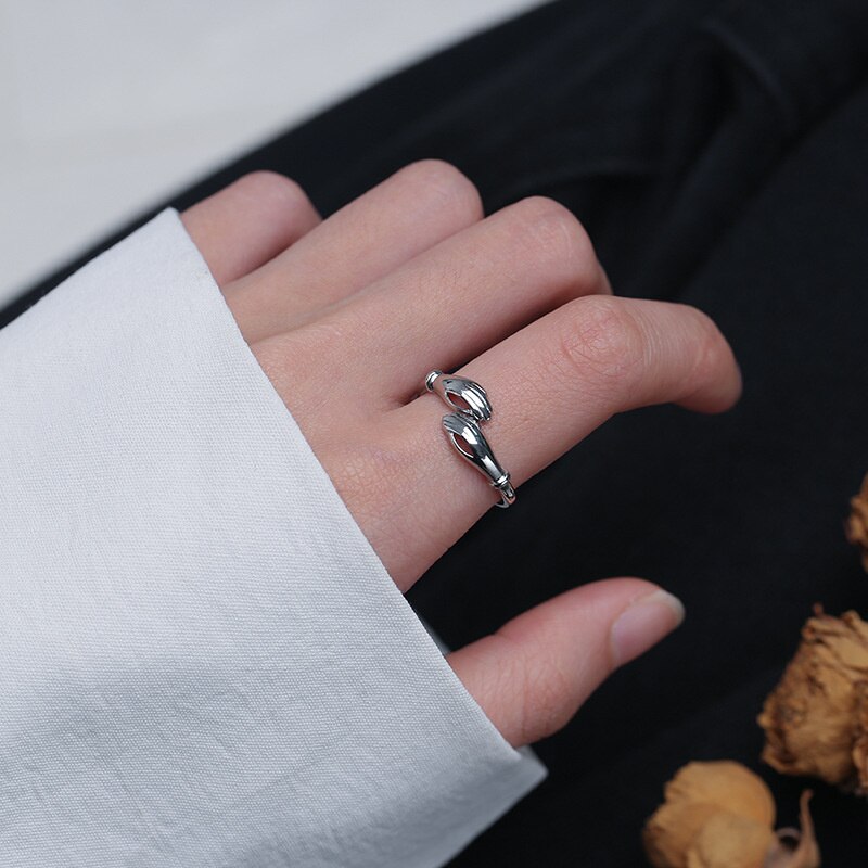 gotisch Hand Umarmung Ringe Für Frauen Männer Romantische Liebhaber Paar Ring Einstellbare Öffnen Manschette Engagement Hochzeit Ringe Jahrgang-Schmuck