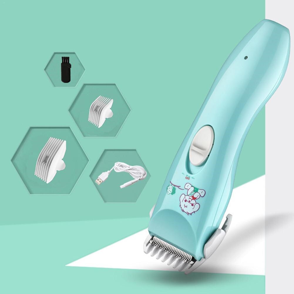 Exigível 2020USB Silenciosa Cortar Cabelo Aparadores de Cabelo Crianças Dos Desenhos Animados Do Bebê máquina de Cortar Cabelo À Prova D' Água Sem Fio Profissional Para O Infante