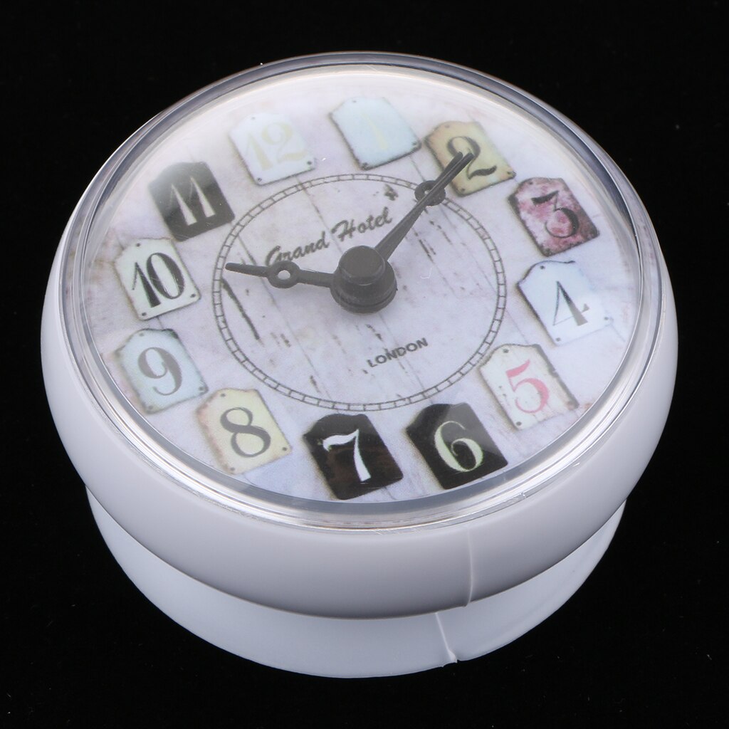 European Style Small Waterproof Round Clock for Bathroom Suction Up Mirror Window Clock, Pink/ White: White