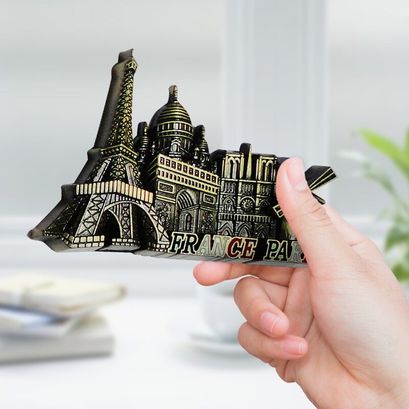 Metal Fridge Magnet 3D Eiffeltower French Paris Building Model Refrigerator Magnets Home Decor Removable Kitchen Magnet Sticker