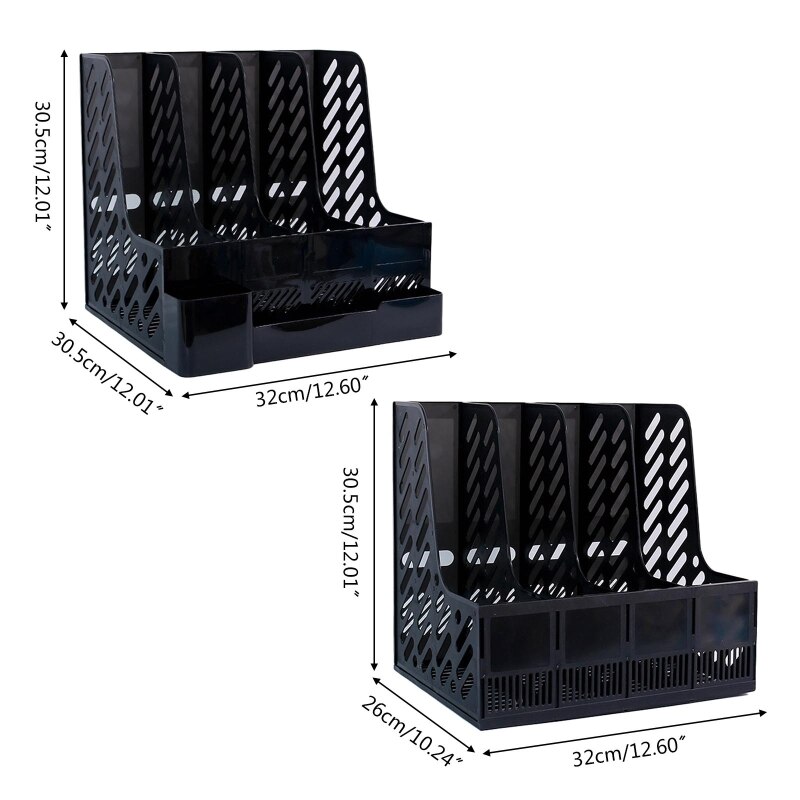 Desktop 4-Raster Bestand Map Verticale Tijdschrift Organizer Met Pen Houder 3 Containers Etiket Venster Voor Kantoor School