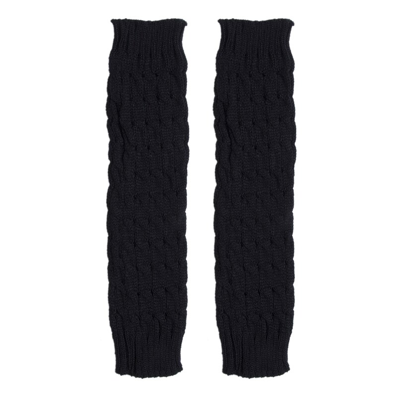 Winter Women Warm Knitted Leg Warmers High Knee Leg Warmers Crochet Leg Warmers Casual Pure Color Leg Warmers: Black