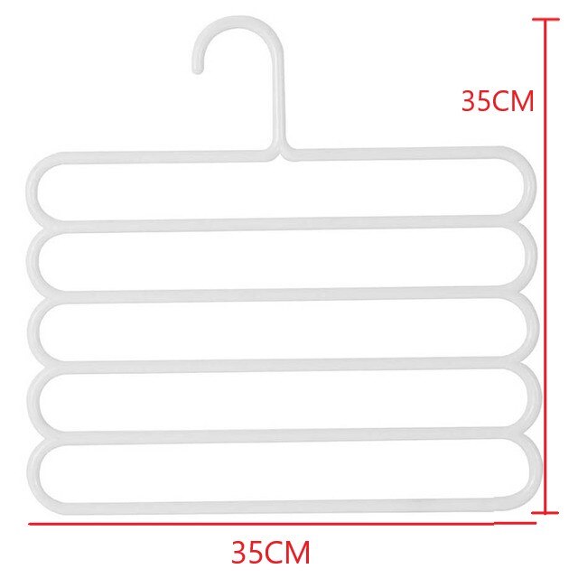 Multi-Functional 5-Layer Pants Hangers Holders Trousers Hanger Storage Rack Wardrobe Closet Organizer Clothing Hangers Space Sav: WHITE