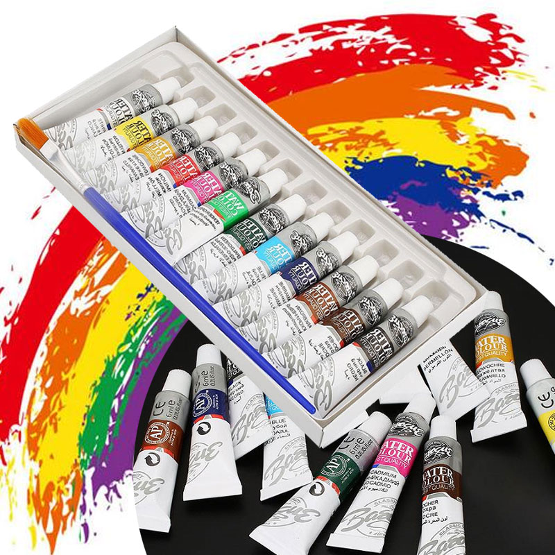 12 kleuren 6ml Verven Levert Olieverf Supply Trekken Buis Acryl Set Kleur Kwast Olieverf Set Schilderen art Gratis