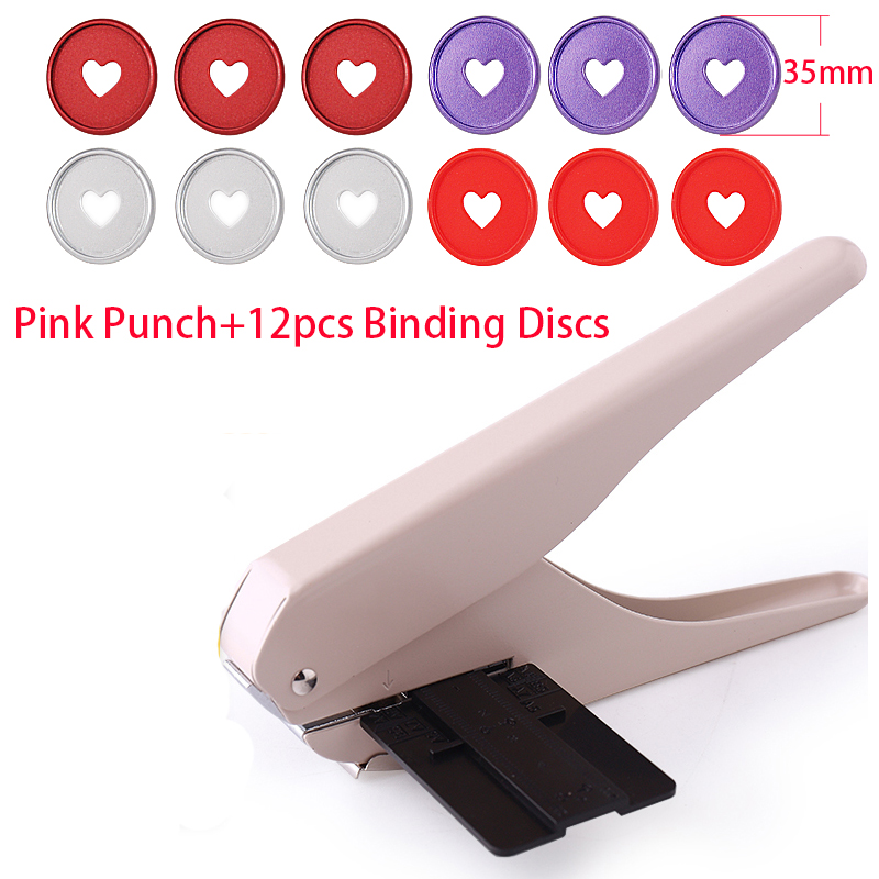 Metal Mushroom Hole Standard Punch T-shape Hole Book Punch Discs Binder Planner Binding Discs DIY Scrapbook Notebook Binder Ring: Pink Punch-Option 4