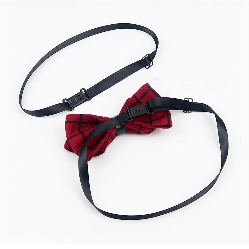 1PC Men Women Kids DIY Accessories Bow Tie Adjustable Polyester Belt With Clip Bowtie Black White Elastic Strap Extender Bands