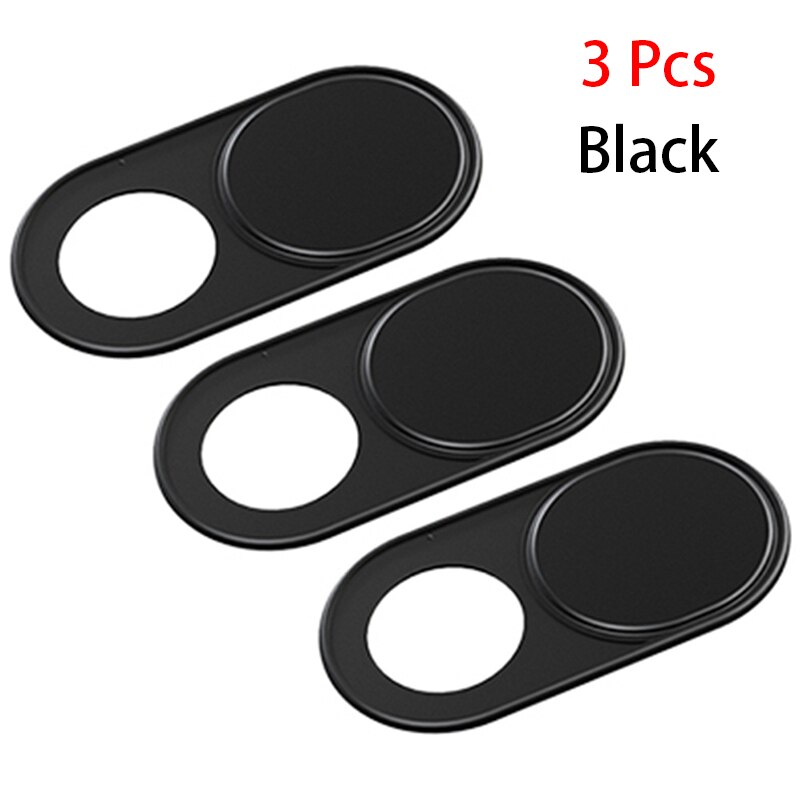 Universal Mobile Phone Privacy Sticker WebCam Cover Shutter Magnet Slider Metal For iPhone 12 Web Laptop Tablet Camera Cover: 3PCS Black