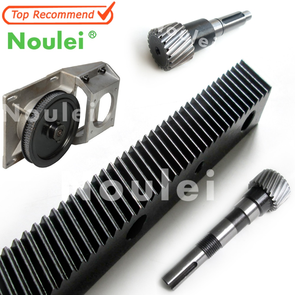 Noulei 1.25 Mod CNC 1400mm 670mm Helical Gear Rack and 1.25MOD Metal Steel Pinion Gear Set For CNC Machine