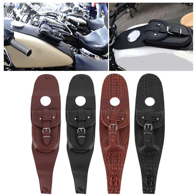 PU Leather Motorcycle Fuel Tank Bag Gas Tank Pad Cover Bib with Pouch Motorbike Oil Tank Bag for Sportster 883 1200