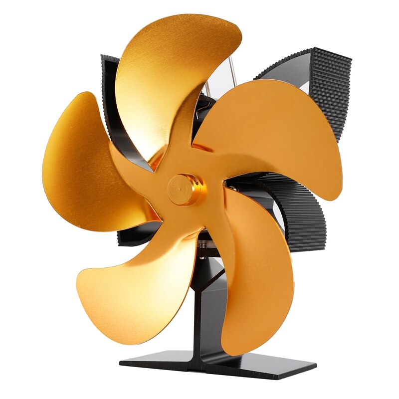 SF902S Thermische Power Haard Kachel Vijf Bladen Haard Verwarming Ventilator Veilig Thuis Haard Ventilator Efficiënte Warmte: gold