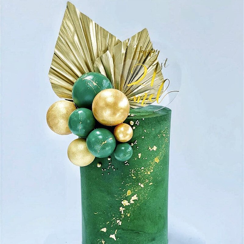 Palm Leaf Cake Topper Gold Red Palm Spears Cake Decoration Shinning Glossy Origami Wedding Decor Baking Cake Decoration