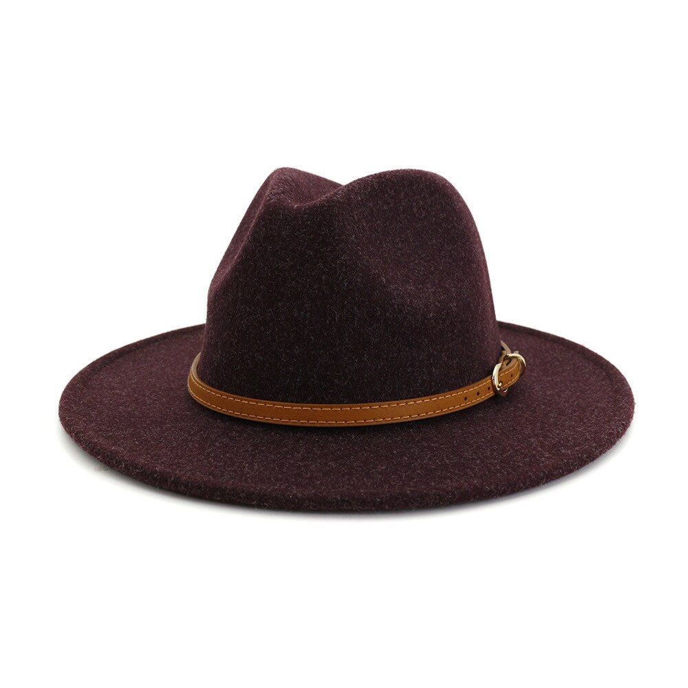 HOAREE-sombrero Fedora de lana de estilo británico para hombre y mujer, sombrero Fedora con cinturón, informal, Unisex, nueva otoño, invierno,