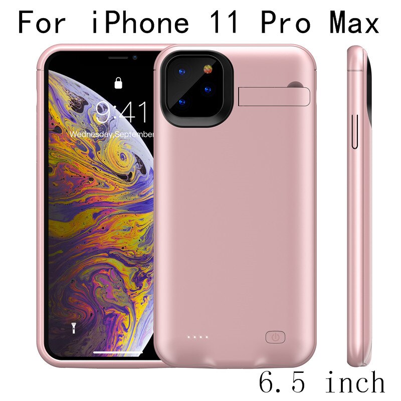 Battery Charger Case For iPhone 11 Pro Max Power Case Slim shockproof Power Bank Charging Cover For iPhone 11 Charger Back Pack: i11 ProMax-Pink