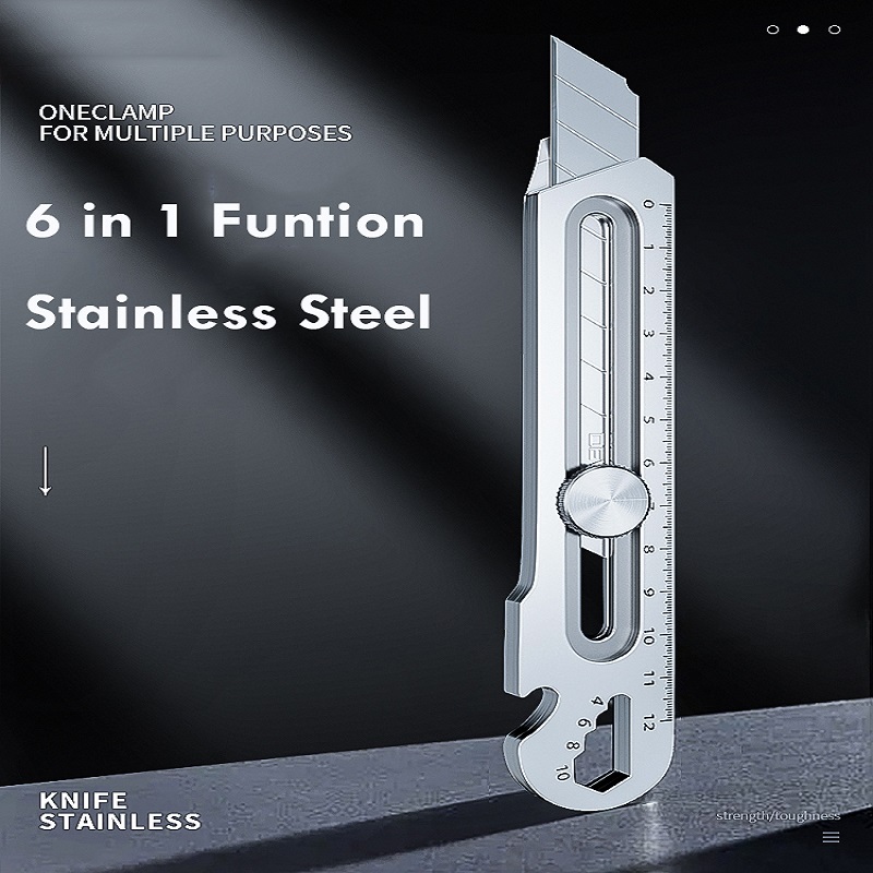 Multifunktionales Allzweckmesser, 6-in-1, Edelstahl, Prostok Mesa Cruzрия, Schreibwaren, Allzweckschneider, Flaschen- und Zinnöffner, Schraubenlineal