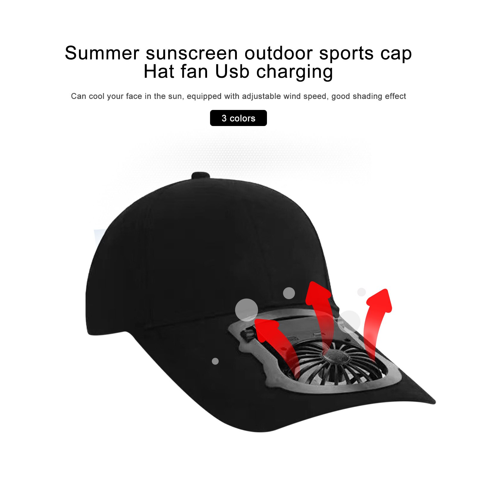 Sommerhut mit Ventilator, usb-ladefunktion, atmungsaktiv, sonnenschutz, sportkappe, sommer-sonnenschutzkappe für erwachsene, draussen-sportkappe
