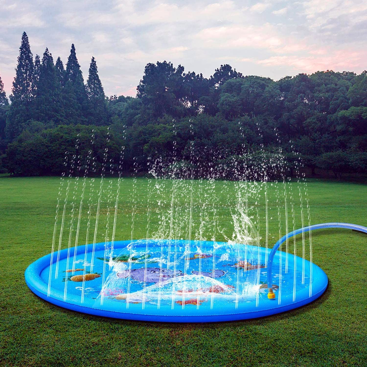 Tappetino per spruzzo d&#39;acqua per bambini giocattoli da esterno per bambini Dolphin Shark Sport Mat Dinosaur Rainbow Water Spray Mat giocattoli divertenti estivi