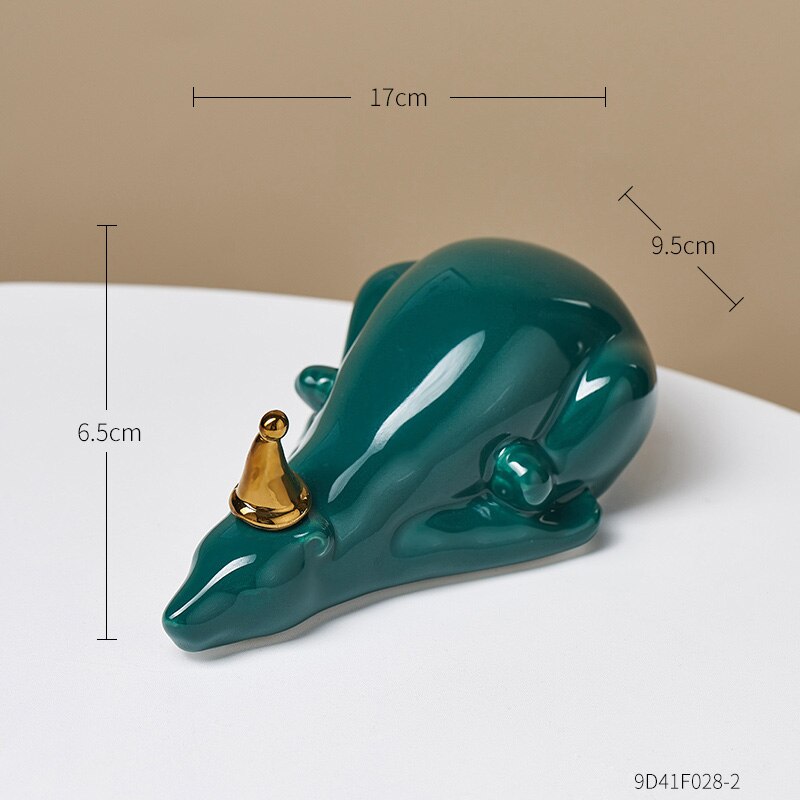 Polar Bear Ceramic Decoration Modern Home Decor Living Room Office Desktop Decoration Feng Shui Decoration Animal Statue: Lying-green