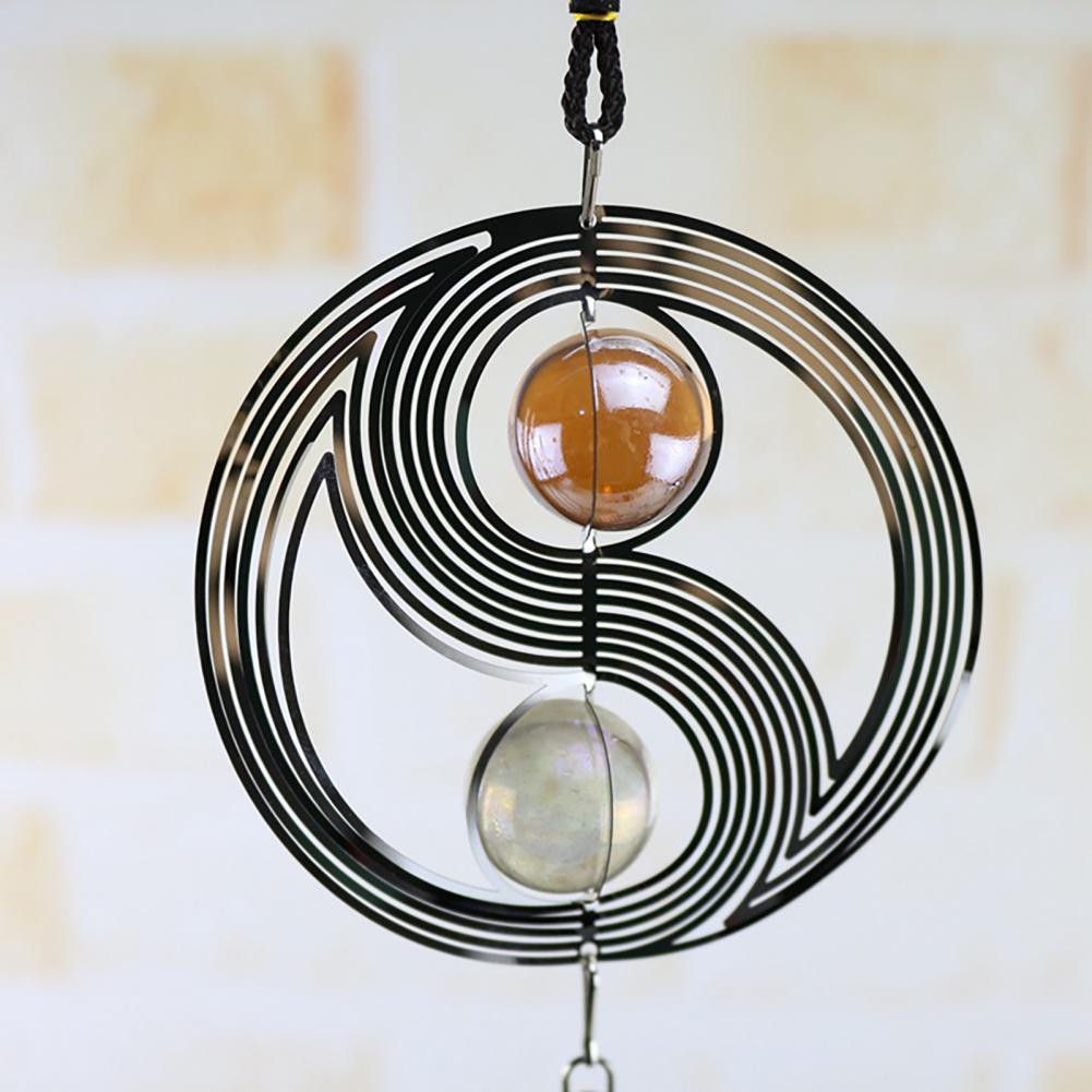 Carré losange rotatif métal spirale queue boule vent carillon pendentif décor à la maison