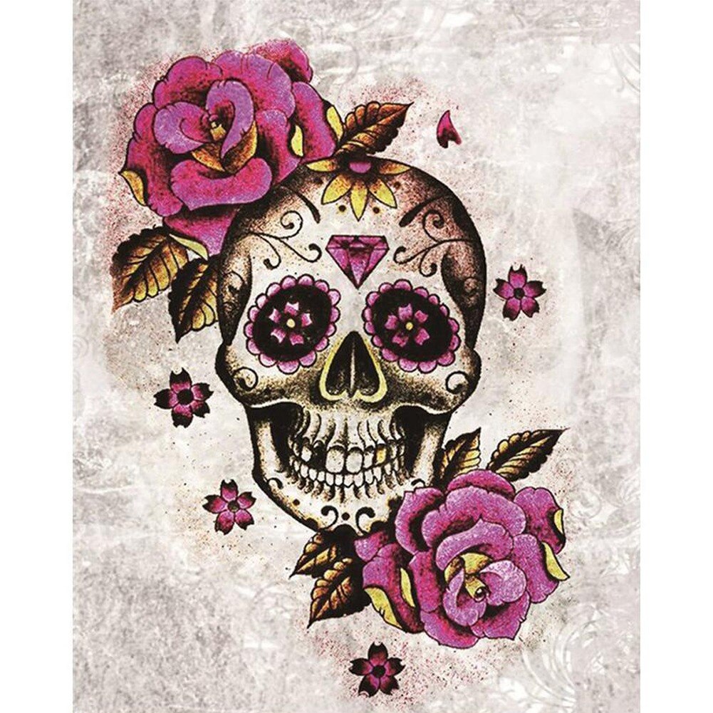 -5D Diamond Painting Embroidery Cross Stitch Kit Wall Decor Art Craft: Flowers eyes skull
