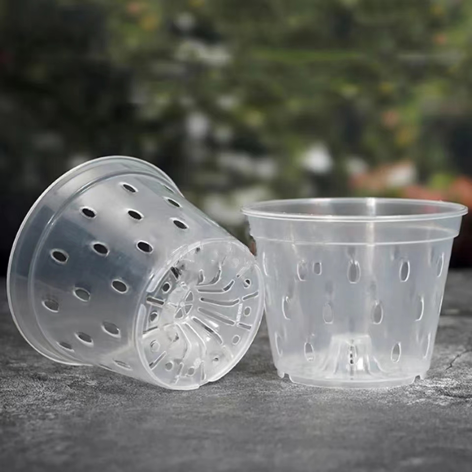 Maceta transparente para orquídeas, macetas de plástico para Control de raíces con agujeros, contenedor transpirable para crecimiento de plantas, suministros de jardín, 5 uds.