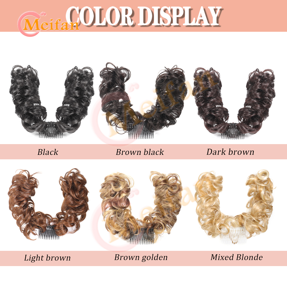 Messy Hair Bun Curly Hair Piece Side Comb Clip in Hairtail Extension Short Natural Versatile Adjustable Styles Easy Hair pieces