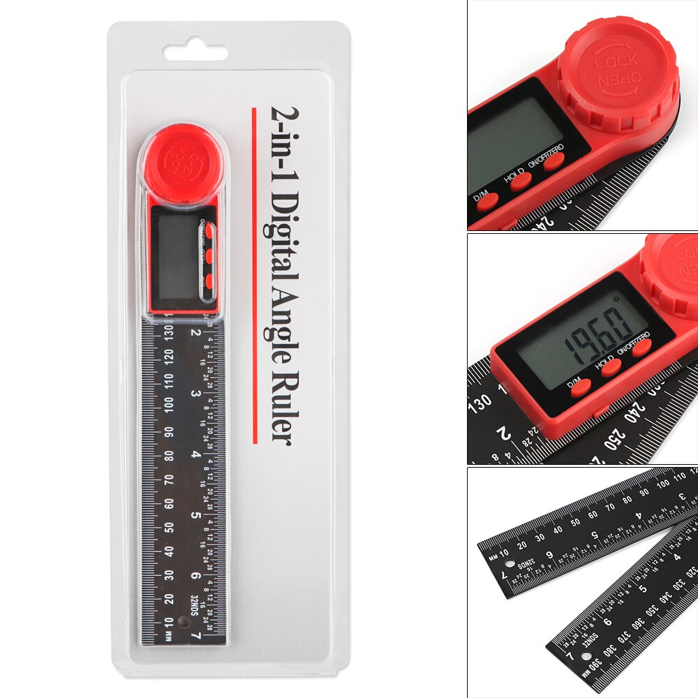 2 in 1 Digital Protractor Angle Ruler 200mm 8inch Angle Finder 360 Degree Goniometer Inclinometer